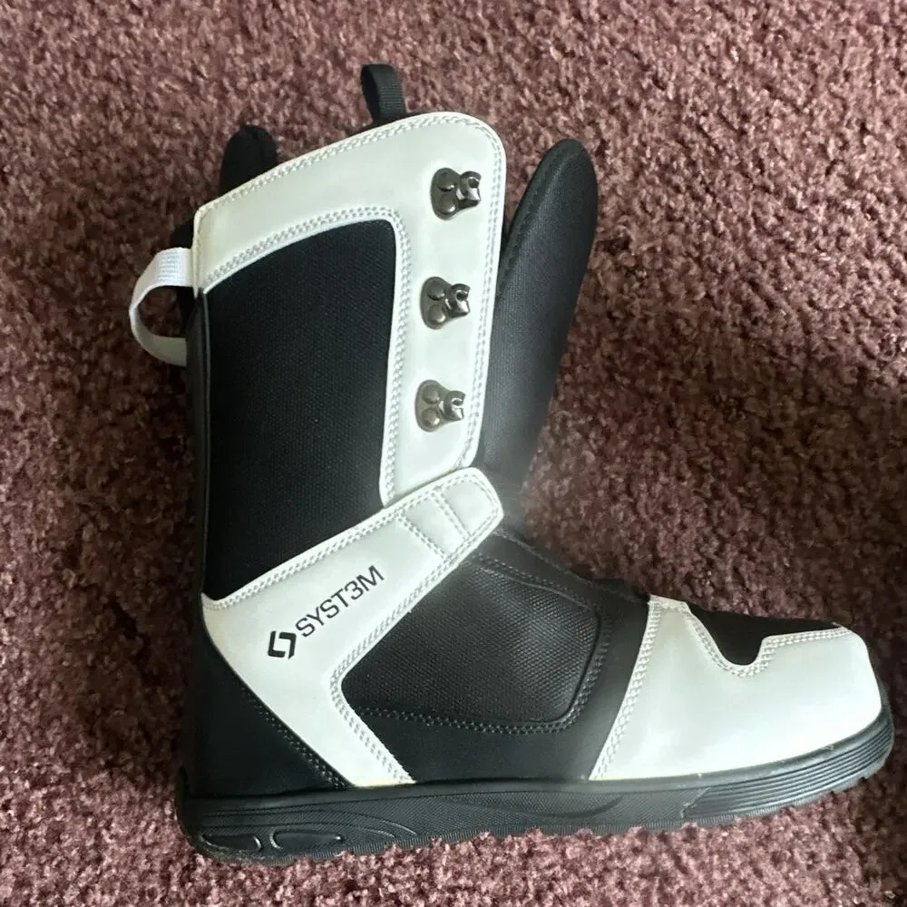 Men’s Used US Size 10 System Snowboard Boots White Black